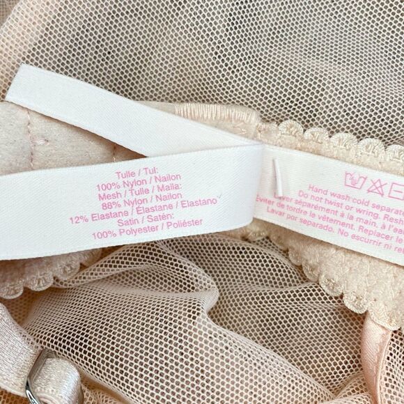 NWOT Victoria’s Secret 34B Pink Mesh Rhinestone Embellished Lingerie - Picture 11 of 12